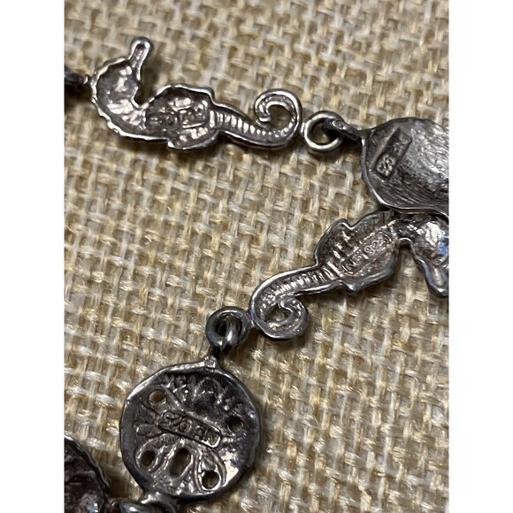 Sterling Silver 925 Bracelet Ocean Beach Themed Link Shell Sand dollar Sea horse - Picture 4 of 5
